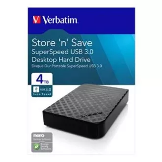 Verbatim vanjski tvrdi disk, Store N Save, 3,5", USB 3.0 (3.2 Gen 1), 4TB, 47685, crni Verbatim vanjski tvrdi disk, Store N Save, 3,5", USB 3.0 (3.2 Gen 1), 4TB, 47685, crni