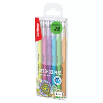 Berlingo, gel roler, u boji, set od 6 komada, 0,8 mm, Briljantni neon Berlingo, gel roler, u boji, set od 6 komada, 0,8 mm, Briljantni neon