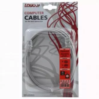 Mrežni LAN kabel UTP patchcord, Cat.5e, RJ45 muški - RJ45 muški, 2 m, neoklopljen, sivi, Logo blister