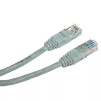 Mrežni LAN kabel UTP crossover patchcord, Cat.5e, RJ45 muški - RJ45 muški, 10 m, neoklopljen, prekrižen, sivi, za spajanje 2 računala, log