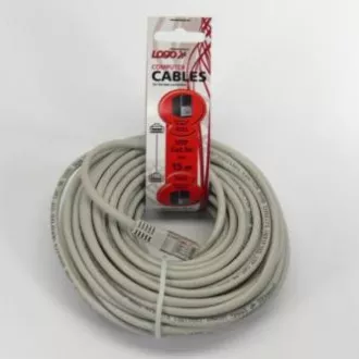 Mrežni LAN kabel UTP patchcord, Cat.5e, RJ45 muški - RJ45 muški, 15 m, neoklopljen, sivi, Logo LOGO torba