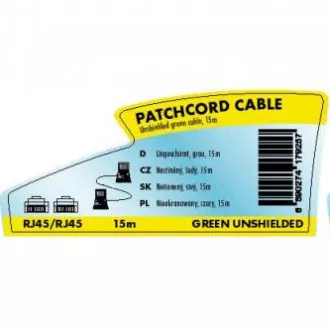 Mrežni LAN kabel UTP patchcord, Cat.5e, RJ45 muški - RJ45 muški, 15 m, neoklopljen, sivi, Logo LOGO torba