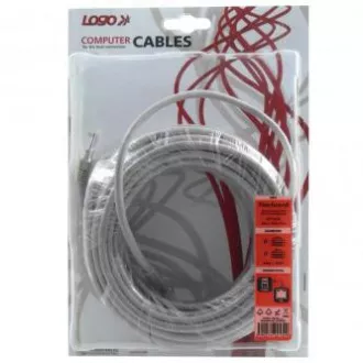 Mrežni LAN kabel UTP patchcord, Cat.5e, RJ45 muški - RJ45 muški, 15 m, neoklopljen, sivi, Logo blister