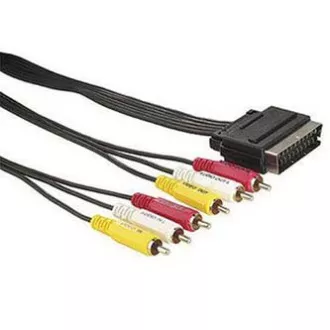Video kabel SCART muški - 6x CINCH muški, 1.5m, crni