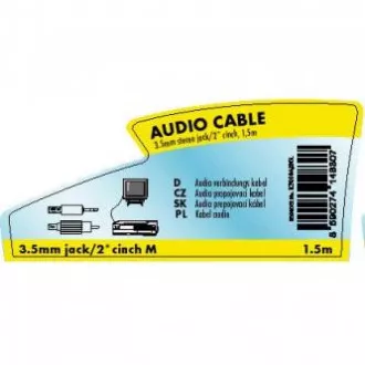 Audio kabel Jack (3,5 mm) muški - 2x CINCH muški, 1,5 m, crni, Logo Audio kabel Jack (3,5 mm) muški - 2x CINCH muški, 1,5 m, crni, Logo