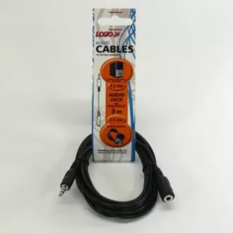 Audio produžni kabel Jack (3,5 mm) muški - Jack (3,5 mm) ženski, 3 m, crni, Logo Audio produžni kabel Jack (3,5 mm) muški - Jack (3,5 mm) ženski, 3 m, crni, Logo