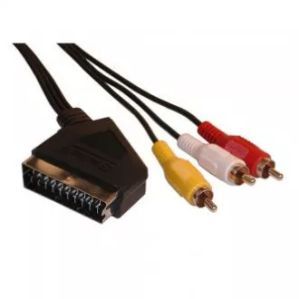 Video kabel SCART muški - 3x CINCH muški, 5m, crni, NA AKCIJI