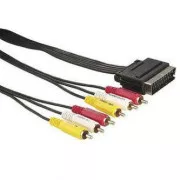 Video kabel SCART muški - 6x CINCH muški, 5m, crni, NA AKCIJI