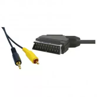 Video kabel SCART muški - CINCH muški + Jack (3.5mm) muški, 5m, crni, AKCIJA