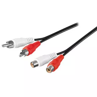 Audio produžni kabel 2x CINCH muški - 2x CINCH ženski, 5m, crni Audio produžni kabel 2x CINCH muški - 2x CINCH ženski, 5m, crni