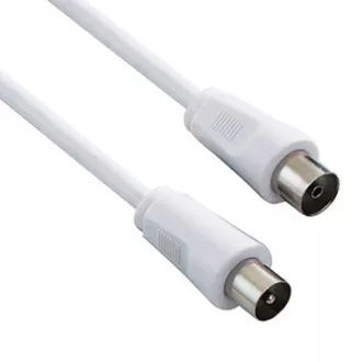 Antenski kabel koaksijalni (9,5 mm) muški - koaksijalni (9,5 mm) ženski, 2 m, 75 Ohma, bijeli Antenski kabel koaksijalni (9,5 mm) muški - koaksijalni (9,5 mm) ženski, 2 m, 75 Ohma, bijeli