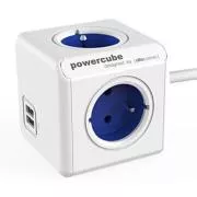 Kabel za napajanje 230V produžni, CEE7 (utikač) - POWERCUBE, 1.5m, EXTENDED USB, plavi, POWERCUBE, 4 utičnice, 2xUSB port, sigurnost za djecu