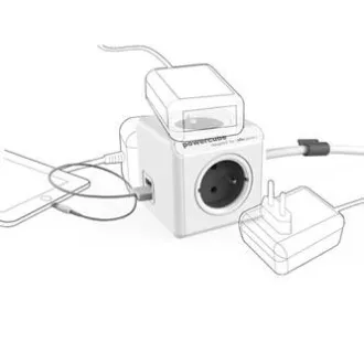 Mrežni kabel 230V produžni, CEE7 (utikač) - POWERCUBE, 1,5 m, PRODUŽENI USB, sivi, POWERCUBE, 4 utičnice, PD 20W A+C Mrežni kabel 230V produžni, CEE7 (utikač) - POWERCUBE, 1,5 m, PRODUŽENI USB, sivi, POWERCUBE, 4 utičnice, PD 20W A+C