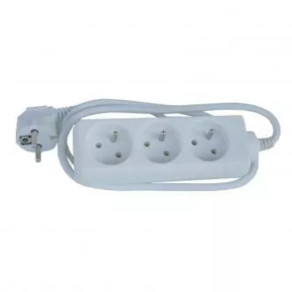 Mrežni kabel 230V produžni, CEE7 (utikač) - utičnica 3x, 2m, VDE odobren, bijeli