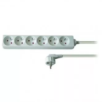 Mrežni kabel 230V produžni, CEE7 (utikač) - utičnica 6x, 2m, VDE odobren, bijeli