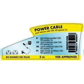 Mrežni kabel 230V produžni, C13 - C14, 2m, VDE odobren, crni, Logo