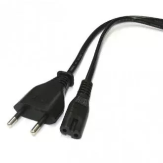 Mrežni kabel za napajanje 230 V, CEE7/16 (Euro utikač) - C7, 2 m, VDE odobreno, crni, Logo, 2-pinski kraj, RASPRODAJA