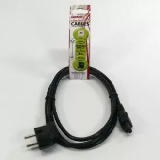 Mrežni kabel 230V napajanje za notebook, CEE7 (utikač) - C5, 2m, VDE odobren, crni, Logo, kraj u obliku djeteline (MickeyM