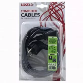 Mrežni kabel 230V napajanje, CEE7 (utikač) - C13, 3m, odobren VDE, crni, Logo