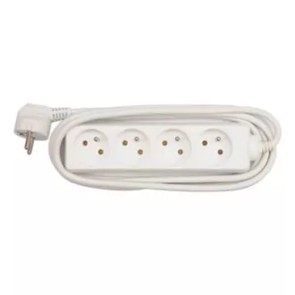 Mrežni kabel 230V produžni, CEE7 (utikač) - utičnica 4x, 3m, VDE odobren, bijeli