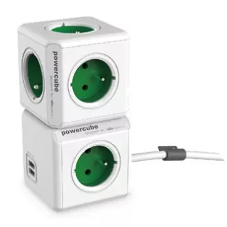 Kabel za napajanje 230V produžni, CEE7 (utikač) - POWERCUBE, 3m, EXTENDED USB, sivi, POWERCUBE, 4 utičnice, sigurnosna brava za djecu