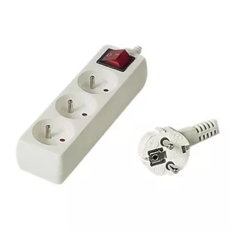 Mrežni kabel 230V produžni, CEE7 (utikač) - utičnica 3x, 7m, bijela, sa prekidačem Mrežni kabel 230V produžni, CEE7 (utikač) - utičnica 3x, 7m, bijela, sa prekidačem