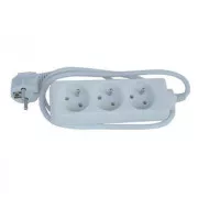Mrežni kabel 230V produžni, CEE7 (utikač) - utičnica 3x, 10m, bijela