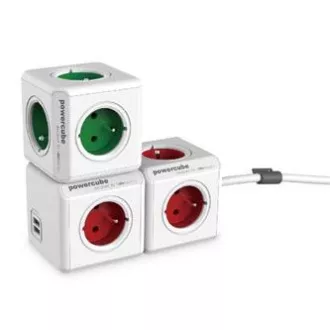 Razvodnik 240V, CEE7 (utikač) - POWERCUBE, 0.1m, ORIGINAL USB, crveni, POWERCUBE, 4 utičnice, 2xUSB porta Razvodnik 240V, CEE7 (utikač) - POWERCUBE, 0.1m, ORIGINAL USB, crveni, POWERCUBE, 4 utičnice, 2xUSB porta