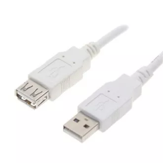 Logo USB produžni kabel (2.0), USB A muški - USB A ženski, 0,3 m, bijeli, blister