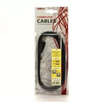 Logo USB kabel (2.0), USB A muški - USB A muški, 1,8 m, crni, blister, velike brzine