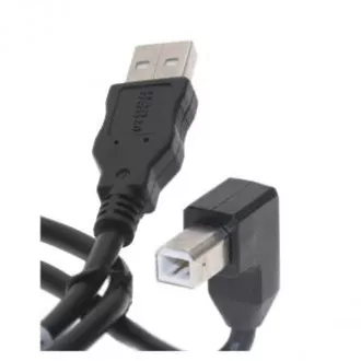 USB kabel (2.0), USB A muški - USB B muški, 2m, savijen 90°, crni
