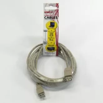 Logo USB produžni kabel (2.0), USB A muški - USB A ženski, 5m, sivi, NA AKCIJI