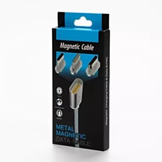 USB kabel s terminalima (2.0), USB A muški - microUSB muški + Apple Lightning muški + USB C sam, 1m, okrugli, pleteni, srebrni,