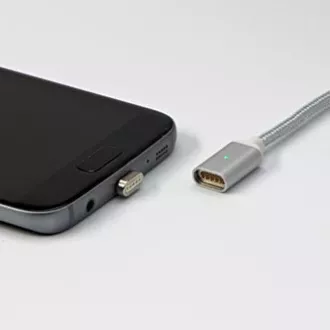 USB kabel s terminalima (2.0), USB A muški - microUSB muški + Apple Lightning muški + USB C sam, 1m, okrugli, pleteni, srebrni,