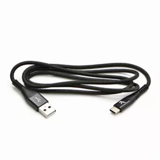 Logo USB kabel (2.0), USB A muški - USB C muški, 2m, 480 Mb/s, 5V/3A, crni, kutija, najlonska pletenica, aluminijski poklopac konektora