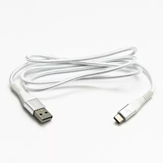Logo USB kabel (2.0), USB A muški - USB C muški, 2m, 480 Mb/s, 5V/3A, bijeli, kutija, najlonska pletenica, aluminijski poklopac konektora