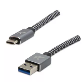 Logo USB kabel (3.2 gen 1), USB A muški - USB C muški, 1m, 5 Gb/s, 5V/3A, sivi, kutija, metalni oplet, aluminijski poklopac konektora