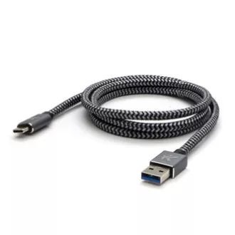 Logo USB kabel (3.2 gen 1), USB A muški - USB C muški, 1m, 5 Gb/s, 5V/3A, sivi, kutija, metalni oplet, aluminijski poklopac konektora