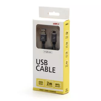Logo USB kabel (3.2 gen 1), USB A muški - USB C muški, 2m, 5 Gb/s, 5V/2A, sivi, kutija, metalni oplet, aluminijski poklopac konektora