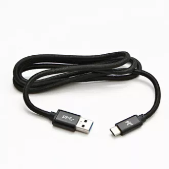 Logo USB kabel (3.2 gen 1), USB A muški - USB C muški, 1m, 5 Gb/s, 5V/3A, crni, kutija, najlonska pletenica, konektor s aluminijskim poklopcem