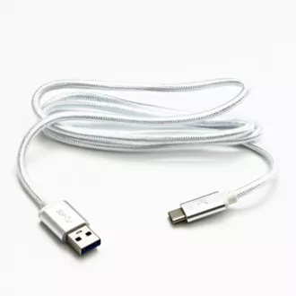 Logo USB kabel (3.2 gen 1), USB A muški - USB C muški, 1m, 5 Gb/s, 5V/3A, bijeli, kutija, najlonska pletenica, aluminijski poklopac konektora Logo USB kabel (3.2 gen 1), USB A muški - USB C muški, 1m, 5 Gb/s, 5V/3A, bijeli, kutija, najlonska pletenica, aluminijski poklopac konektora