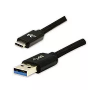 Logo USB kabel (3.2 gen 1), USB A muški - USB C muški, 2m, 5 Gb/s, 5V/3A, crni, kutija, najlonska pletenica, konektor s aluminijskim poklopcem