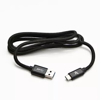 Logo USB kabel (3.2 gen 1), USB A muški - USB C muški, 2m, 5 Gb/s, 5V/3A, crni, kutija, najlonska pletenica, konektor s aluminijskim poklopcem