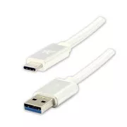 Logo USB kabel (3.2 gen 1), USB A muški - USB C muški, 2m, 5 Gb/s, 5V/3A, bijeli, kutija, najlonska pletenica, aluminijski poklopac konektora