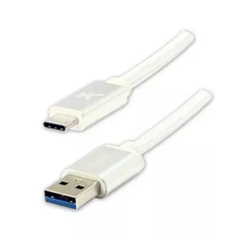 Logo USB kabel (3.2 gen 1), USB A muški - USB C muški, 2m, 5 Gb/s, 5V/3A, bijeli, kutija, najlonska pletenica, aluminijski poklopac konektora