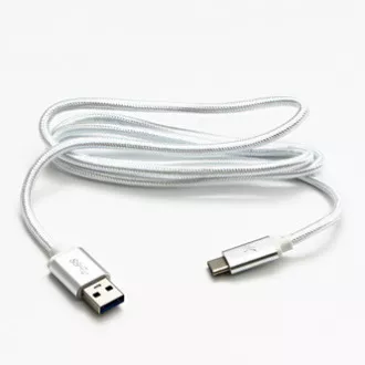 Logo USB kabel (3.2 gen 1), USB A muški - USB C muški, 2m, 5 Gb/s, 5V/3A, bijeli, kutija, najlonska pletenica, aluminijski poklopac konektora