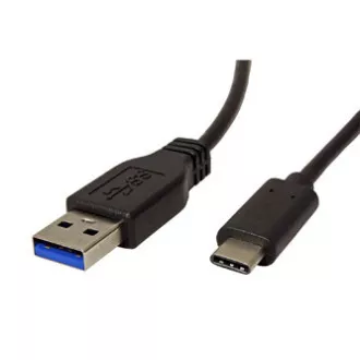 USB kabel (3.1), USB A muški - USB C muški, 0.5m, okrugli, crni, plastična vrećica