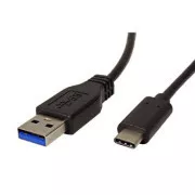 USB kabel (3.1), USB A muški - USB C muški, 1m, okrugli, crni, plastična vrećica