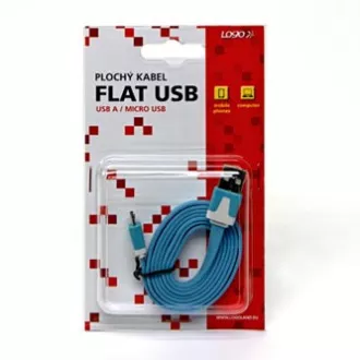 Logo USB kabel (2.0), USB A muški - microUSB muški, 1 m, ravni, plavi, blister, MALOPRODAJA