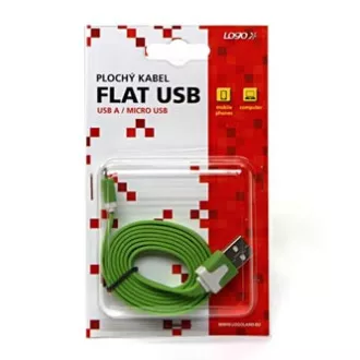 Logo USB kabel (2.0), USB A muški - microUSB muški, 1m, ravni, zeleni, blister, MALOPRODAJA